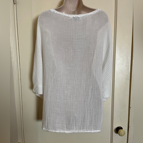 Michael Stars White Soft Gauze Unstructured “Tube Sleeve” Blouse - Picture 4 of 11